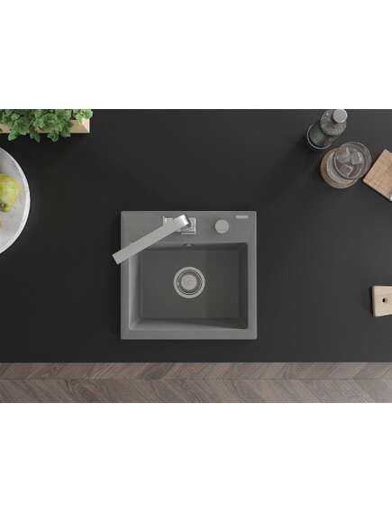 Mexen Milo zlewozmywak granitowy 1-komorowy z baterią kuchenną Rita, szary - 6505-71-670300-00, изображение 4