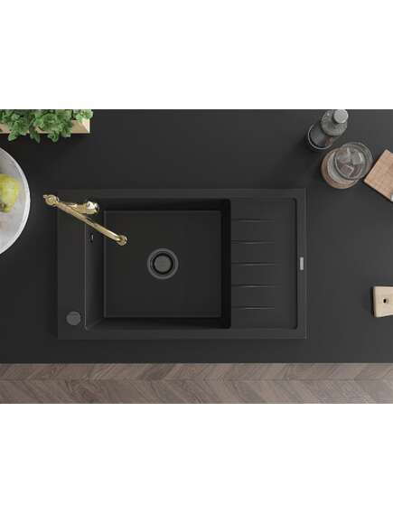 Mexen Elias zlewozmywak granitowy 1-komorowy z ociekaczem i baterią kuchenną Carla, czarny - 6511-77-670700-50-B, изображение 4
