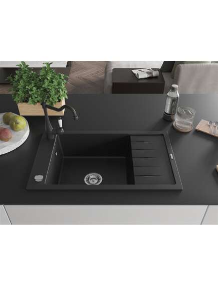 Mexen Elias zlewozmywak granitowy 1-komorowy z ociekaczem i baterią kuchenną Carla, czarny - 6511-77-670700-70, изображение 3
