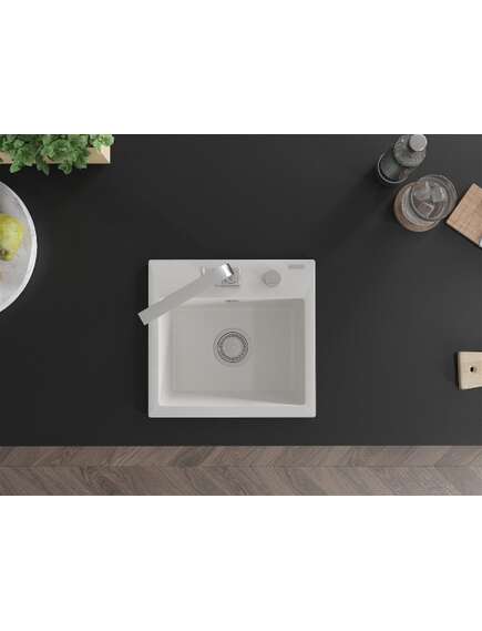 Mexen Milo zlewozmywak granitowy 1-komorowy z baterią kuchenną Rita, biały - 6505-20-670300-00, изображение 4