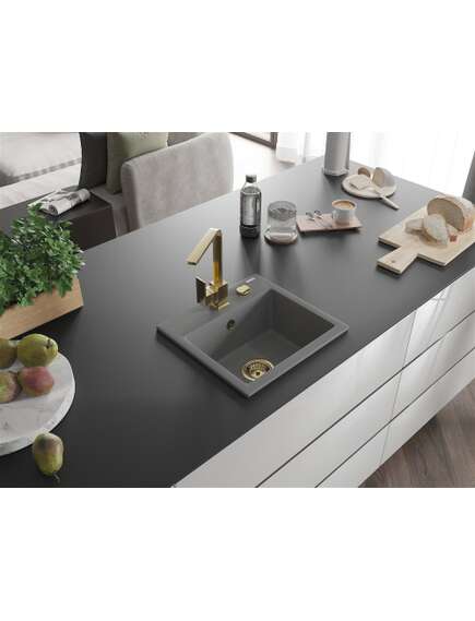 Mexen Milo zlewozmywak granitowy 1-komorowy z baterią kuchenną Rita, szary - 6505-71-670300-50, изображение 2