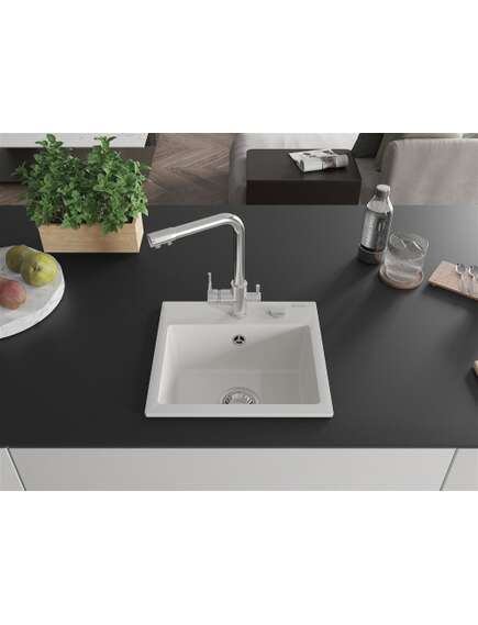 Mexen Milo zlewozmywak granitowy 1-komorowy z baterią kuchenną Duero, biały - 6505-20-671600-00, 3 image