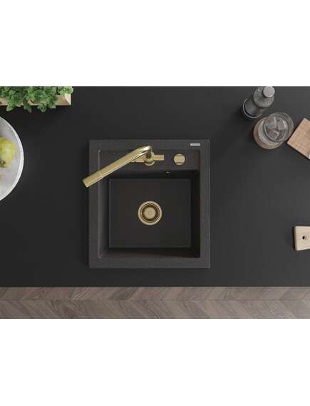 Mexen Vito zlewozmywak granitowy 1-komorowy z baterią kuchenną Duero, czarny nakrapiany - 6503-76-671600-50, изображение 4