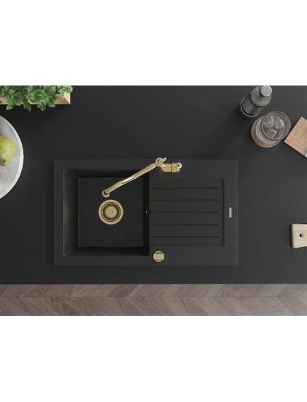 Mexen Pablo zlewozmywak granitowy 1-komorowy z ociekaczem i baterią kuchenną Carla, czarny - 6510-77-670700-50, изображение 4