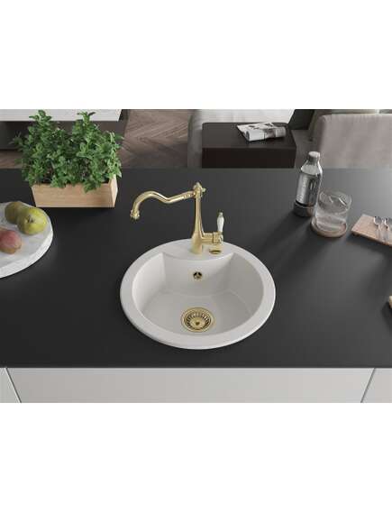 Mexen Diego zlewozmywak granitowy 1-komorowy z baterią kuchenną Carla, biały - 6512-20-670700-50, изображение 3