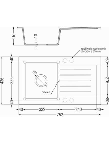 Mexen Pablo zlewozmywak granitowy 1-komorowy z ociekaczem i baterią kuchenną Carla, czarny/złoty metalik - 6510-75-670700-70, изображение 5