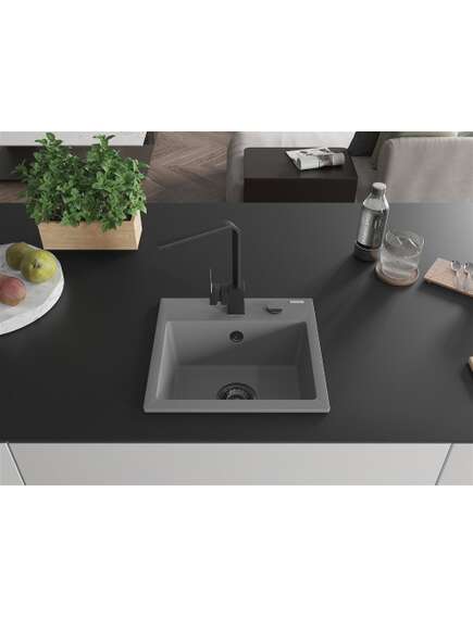 Mexen Milo zlewozmywak granitowy 1-komorowy z baterią kuchenną Rita, szary - 6505-71-670300-70-B, изображение 3