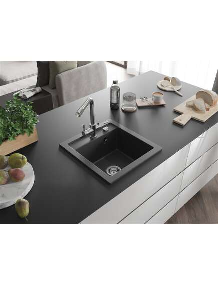 Mexen Vito zlewozmywak granitowy 1-komorowy z baterią kuchenną Duero, czarny nakrapiany - 6503-76-671600-00, изображение 2