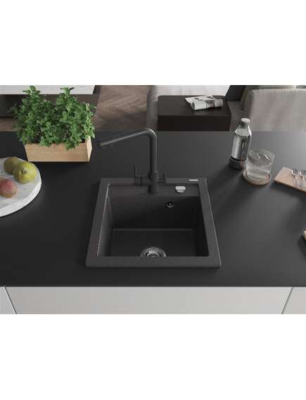 Mexen Vito zlewozmywak granitowy 1-komorowy z baterią kuchenną Duero, czarny nakrapiany - 6503-76-671600-70, изображение 3