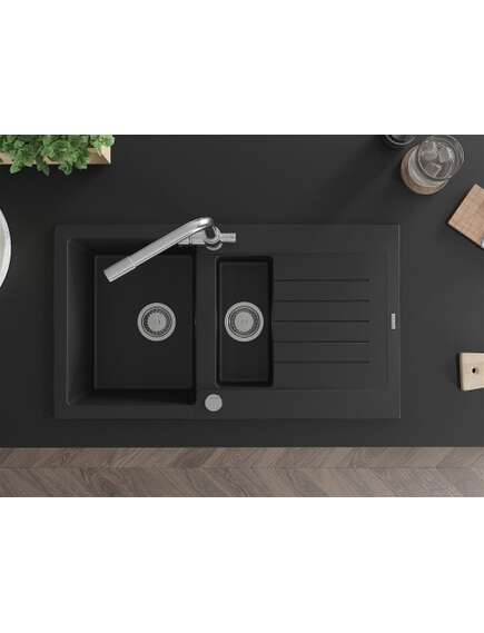 Mexen Matias zlewozmywak granitowy 1,5-komorowy z ociekaczem i baterią kuchenną Duero, czarny - 6502-77-671600-00, изображение 4