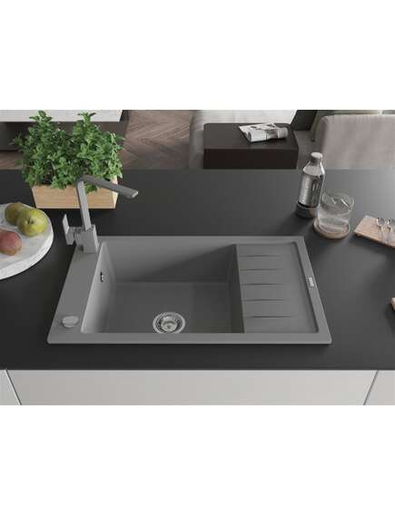 Mexen Elias zlewozmywak granitowy 1-komorowy z ociekaczem i baterią kuchenną Rita, szary - 6511-71-670300-71, изображение 3