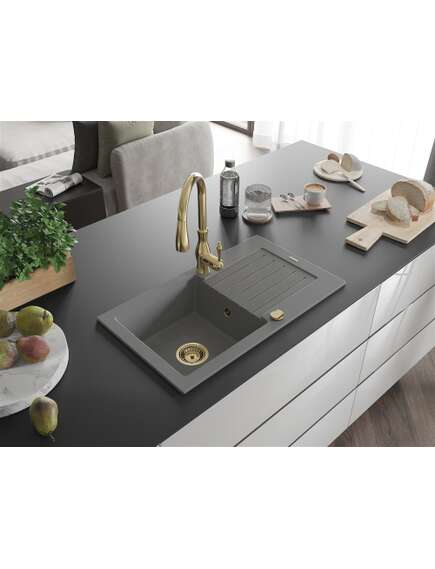 Mexen Pablo zlewozmywak granitowy 1-komorowy z ociekaczem i baterią kuchenną Savita, szary - 6510-71-672601-50, изображение 2