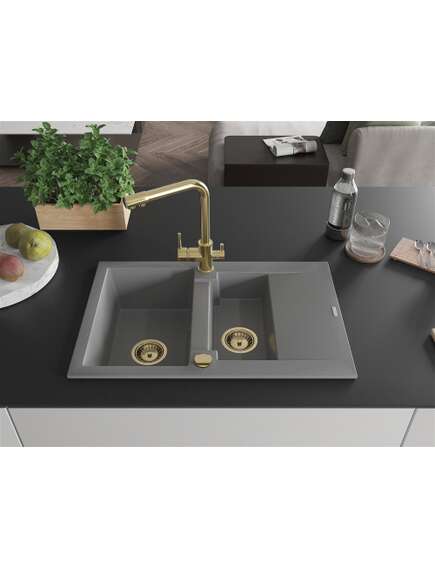Mexen Gaspar zlewozmywak granitowy 1,5-komorowy z ociekaczem i baterią kuchenną Duero, szary - 6507-71-671600-50, изображение 3