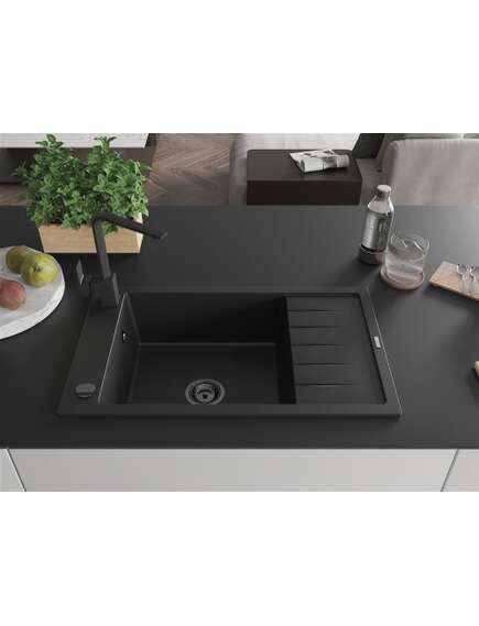 Mexen Elias zlewozmywak granitowy 1-komorowy z ociekaczem i baterią kuchenną Rita, czarny - 6511-77-670300-70-B, изображение 3