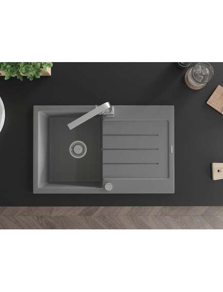 Mexen Bruno zlewozmywak granitowy 1-komorowy z ociekaczem i baterią kuchenną Rita, szary - 6513-71-670300-00, изображение 4