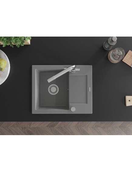 Mexen Enzo zlewozmywak granitowy 1-komorowy z ociekaczem i baterią kuchenną Duero, szary - 6506-71-671600-00, изображение 4