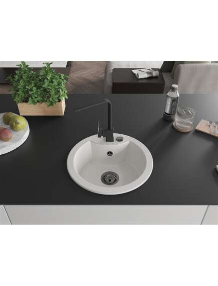 Mexen Diego zlewozmywak granitowy 1-komorowy z baterią kuchenną Rita, biały - 6512-20-670300-70, изображение 3