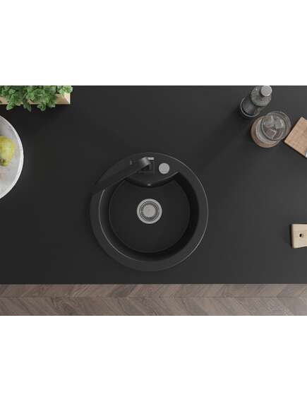 Mexen Diego zlewozmywak granitowy 1-komorowy z baterią kuchenną Rita, czarny - 6512-77-670300-70, 4 image