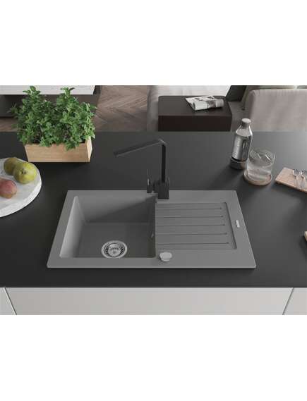 Mexen Pablo zlewozmywak granitowy 1-komorowy z ociekaczem i baterią kuchenną Rita, szary - 6510-71-670300-70, изображение 3