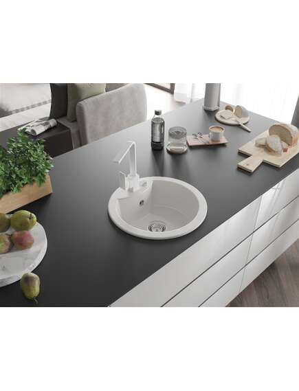 Mexen Diego zlewozmywak granitowy 1-komorowy z baterią kuchenną Rita, biały - 6512-20-670300-20, изображение 2