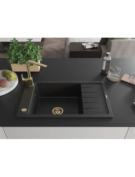 Mexen Elias zlewozmywak granitowy 1-komorowy z ociekaczem i baterią kuchenną Rita, czarny - 6511-77-670300-50, изображение 3