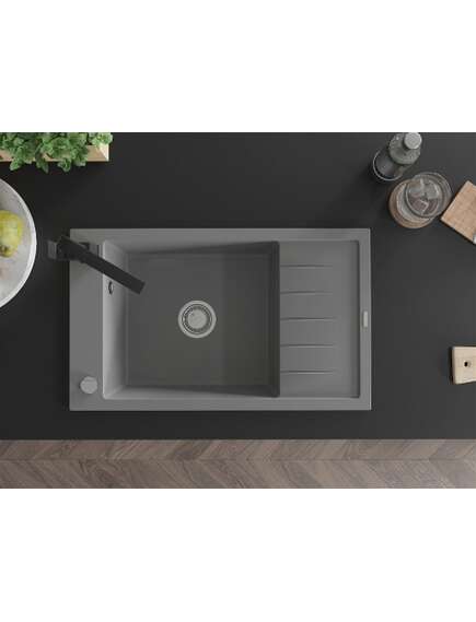 Mexen Elias zlewozmywak granitowy 1-komorowy z ociekaczem i baterią kuchenną Rita, szary - 6511-71-670300-70, изображение 4