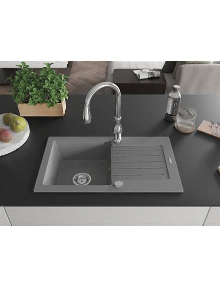 Mexen Pablo zlewozmywak granitowy 1-komorowy z ociekaczem i baterią kuchenną Savita, szary - 6510-71-672601-00, изображение 3