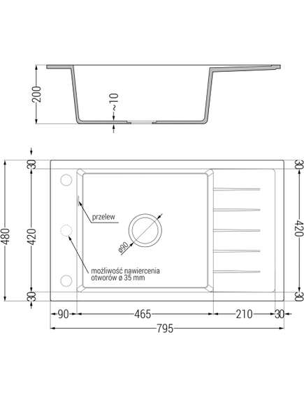 Mexen Elias zlewozmywak granitowy 1-komorowy z ociekaczem i baterią kuchenną Rita, biały - 6511-20-670300-50, изображение 5