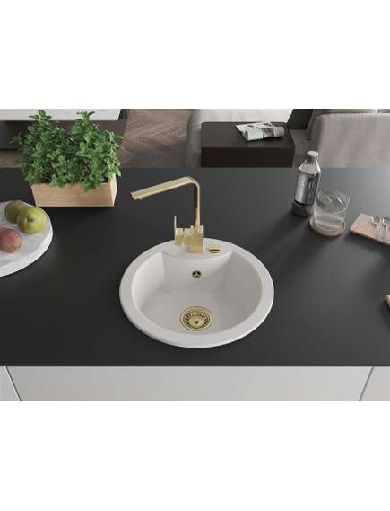 Mexen Diego zlewozmywak granitowy 1-komorowy z baterią kuchenną Rita, biały - 6512-20-670300-50, изображение 3