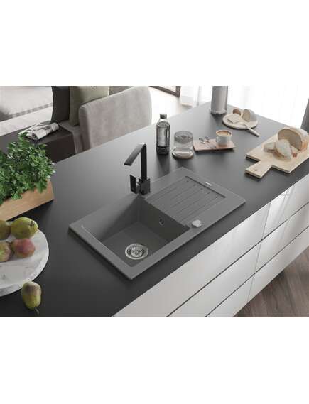 Mexen Pablo zlewozmywak granitowy 1-komorowy z ociekaczem i baterią kuchenną Rita, szary - 6510-71-670300-70, изображение 2