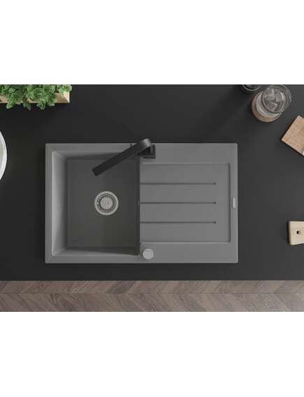 Mexen Bruno zlewozmywak granitowy 1-komorowy z ociekaczem i baterią kuchenną Rita, szary - 6513-71-670300-70, изображение 4