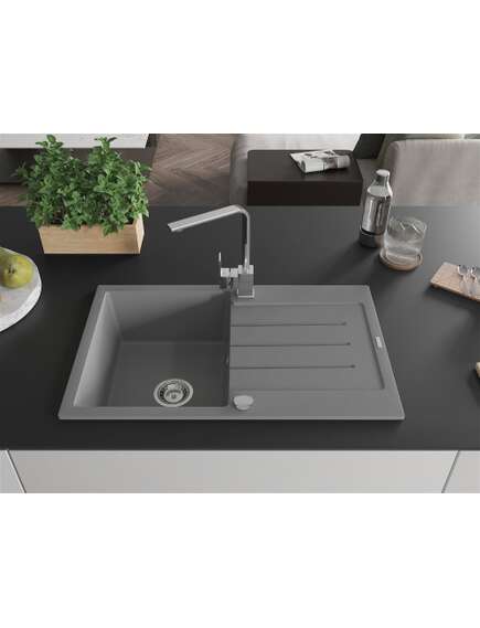 Mexen Bruno zlewozmywak granitowy 1-komorowy z ociekaczem i baterią kuchenną Rita, szary - 6513-71-670300-00, изображение 3
