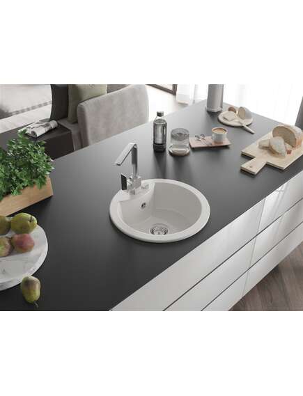 Mexen Diego zlewozmywak granitowy 1-komorowy z baterią kuchenną Rita, biały - 6512-20-670300-00, 2 image