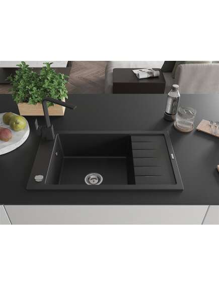 Mexen Elias zlewozmywak granitowy 1-komorowy z ociekaczem i baterią kuchenną Rita, czarny - 6511-77-670300-70, изображение 3
