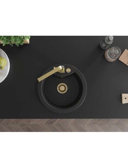 Mexen Diego zlewozmywak granitowy 1-komorowy z baterią kuchenną Rita, czarny - 6512-77-670300-50, 4 image