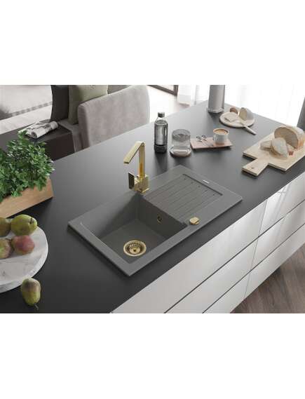 Mexen Pablo zlewozmywak granitowy 1-komorowy z ociekaczem i baterią kuchenną Rita, szary - 6510-71-670300-50, изображение 2