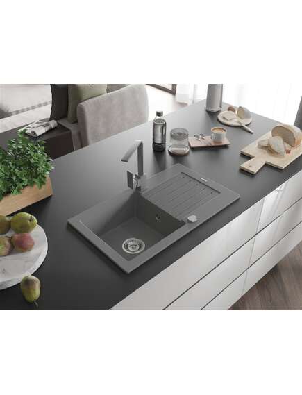 Mexen Pablo zlewozmywak granitowy 1-komorowy z ociekaczem i baterią kuchenną Rita, szary - 6510-71-670300-71, изображение 2