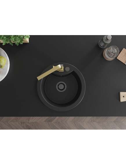 Mexen Diego zlewozmywak granitowy 1-komorowy z baterią kuchenną Rita, czarny - 6512-77-670300-50-B, 4 image