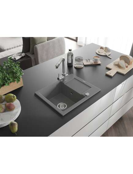 Mexen Enzo zlewozmywak granitowy 1-komorowy z ociekaczem i baterią kuchenną Duero, szary - 6506-71-671600-00, изображение 2