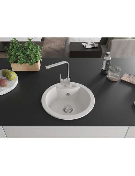 Mexen Diego zlewozmywak granitowy 1-komorowy z baterią kuchenną Rita, biały - 6512-20-670300-00, 3 image