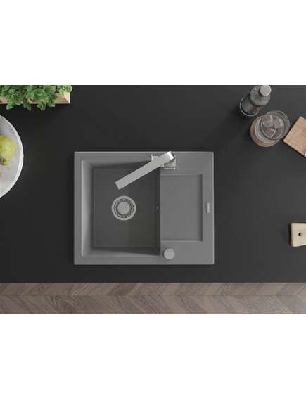 Mexen Enzo zlewozmywak granitowy 1-komorowy z ociekaczem i baterią kuchenną Rita, szary - 6506-71-670300-00, 4 image