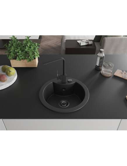 Mexen Diego zlewozmywak granitowy 1-komorowy z baterią kuchenną Rita, czarny - 6512-77-670300-70-B, 3 image