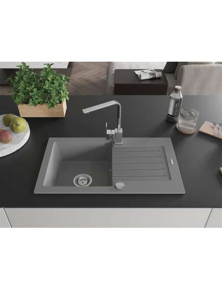 Mexen Pablo zlewozmywak granitowy 1-komorowy z ociekaczem i baterią kuchenną Rita, szary - 6510-71-670300-00, изображение 3