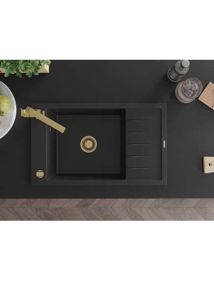 Mexen Elias zlewozmywak granitowy 1-komorowy z ociekaczem i baterią kuchenną Rita, czarny - 6511-77-670300-50, изображение 4