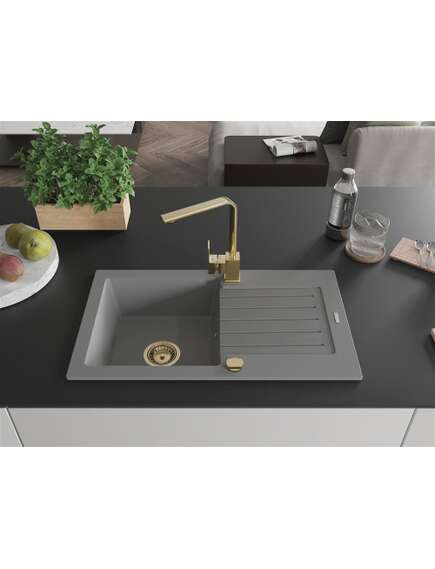 Mexen Pablo zlewozmywak granitowy 1-komorowy z ociekaczem i baterią kuchenną Rita, szary - 6510-71-670300-50, изображение 3
