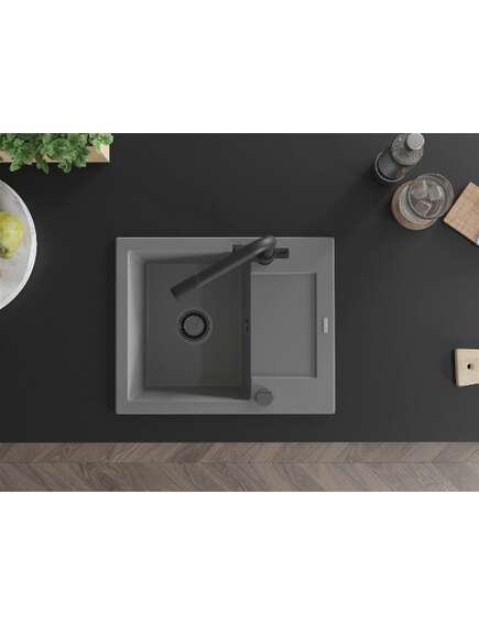 Mexen Enzo zlewozmywak granitowy 1-komorowy z ociekaczem i baterią kuchenną Duero, szary - 6506-71-671600-70-B, 4 image