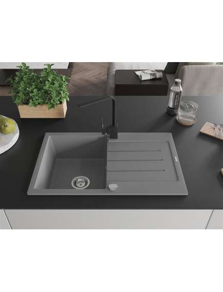 Mexen Bruno zlewozmywak granitowy 1-komorowy z ociekaczem i baterią kuchenną Rita, szary - 6513-71-670300-70, изображение 3