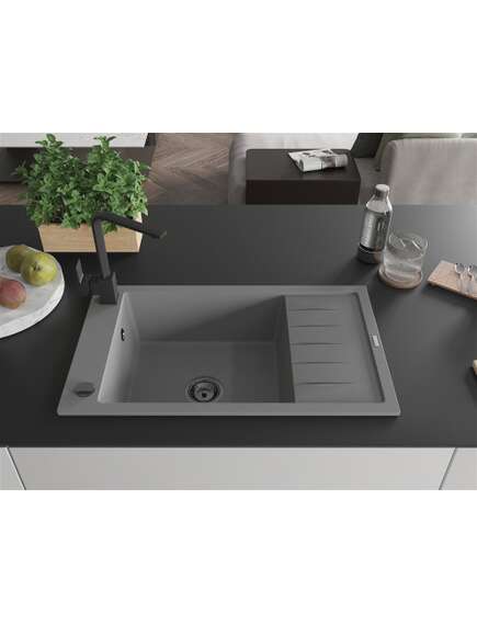 Mexen Elias zlewozmywak granitowy 1-komorowy z ociekaczem i baterią kuchenną Rita, szary - 6511-71-670300-70-B, изображение 3