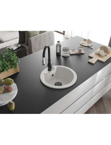 Mexen Diego zlewozmywak granitowy 1-komorowy z baterią kuchenną Savita, biały - 6512-20-672601-70, изображение 2