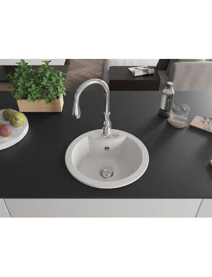 Mexen Diego zlewozmywak granitowy 1-komorowy z baterią kuchenną Savita, biały - 6512-20-672601-00, изображение 3